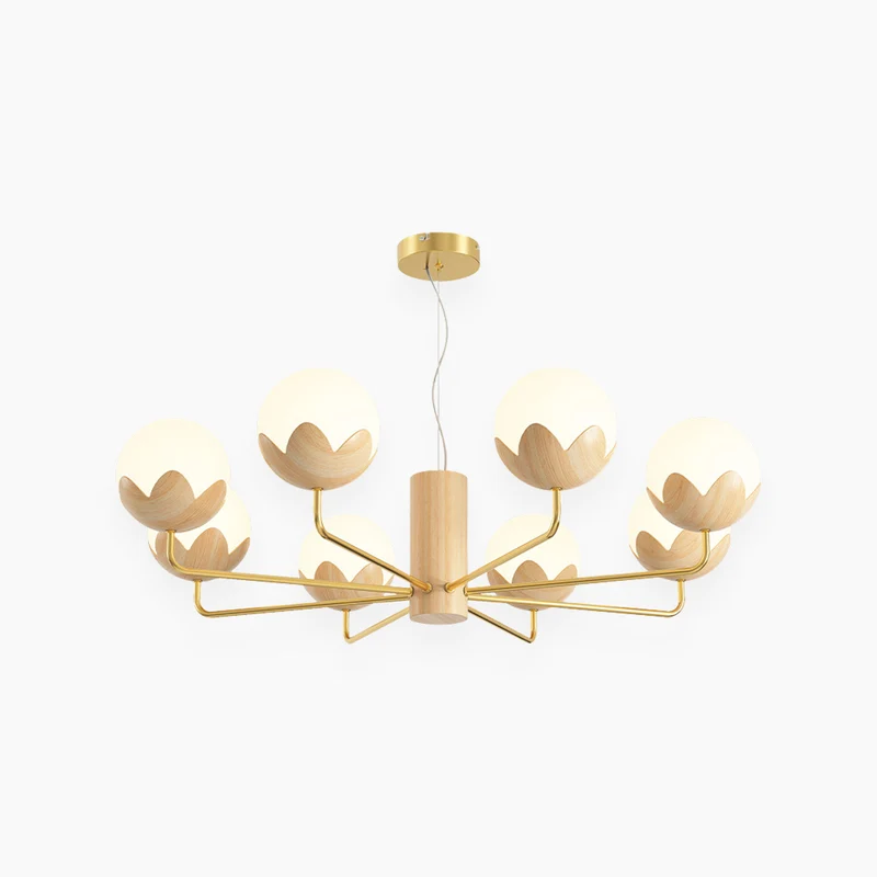 Chandelier Nordic Glamorous Cream Globe Flower Bud