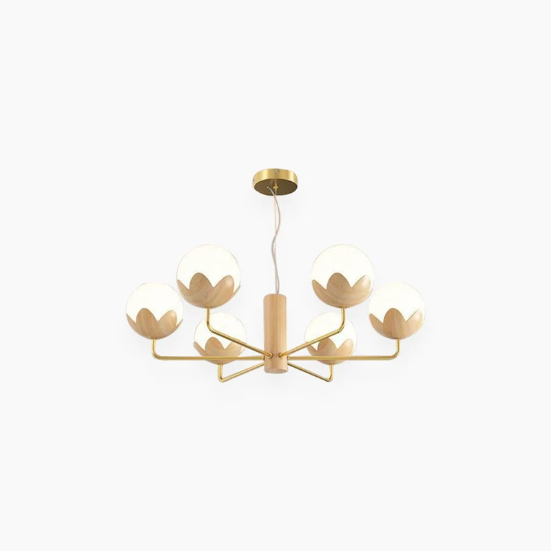 Chandelier Nordic Glamorous Cream Globe Flower Bud