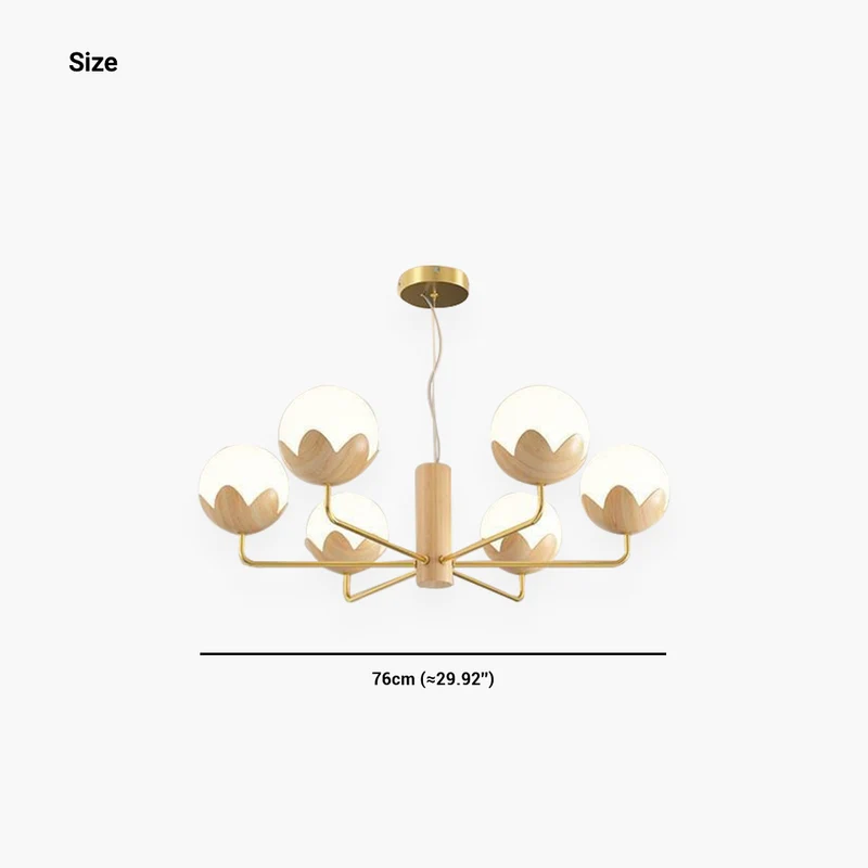 Chandelier Nordic Glamorous Cream Globe Flower Bud