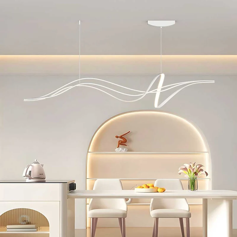 Chandelier Unique Minimalist Curved Wave LED, Black / White