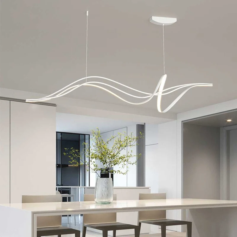 Chandelier Unique Minimalist Curved Wave LED, Black / White