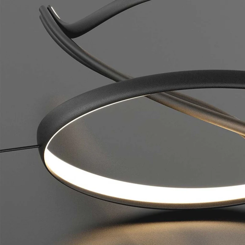 Chandelier Unique Minimalist Curved Wave LED, Black / White