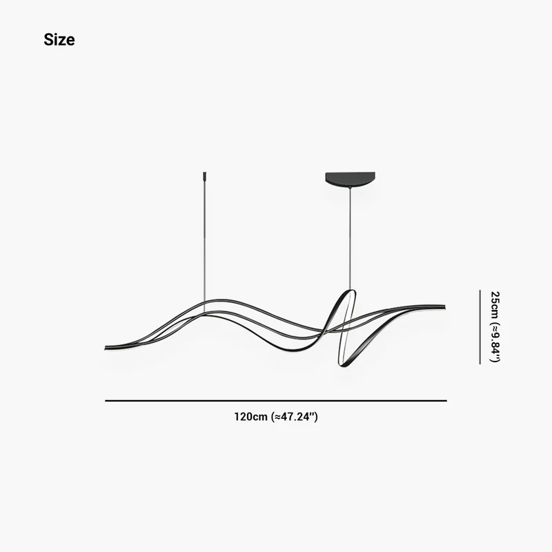 Chandelier Unique Minimalist Curved Wave LED, Black / White