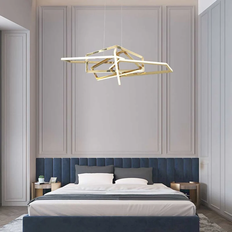 Chandelier Geometric Stainless Steel Dimmable LED, Gold / Black