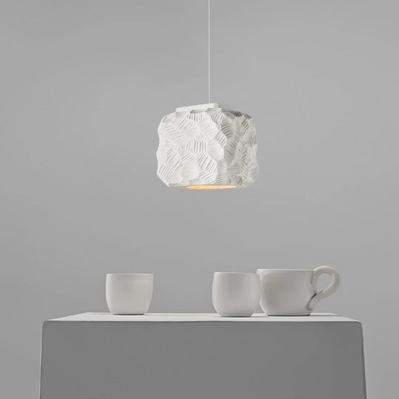 Pendant Light Japanese Wabi-Sabi Geometry Cube, White
