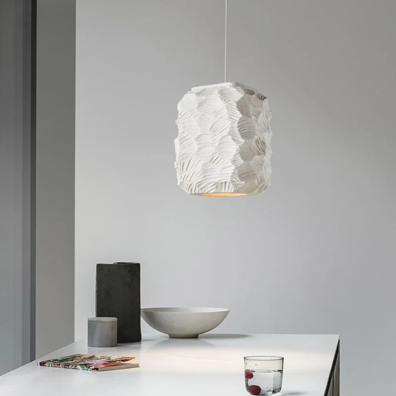 Pendant Light Japanese Wabi-Sabi Geometry Cube, White