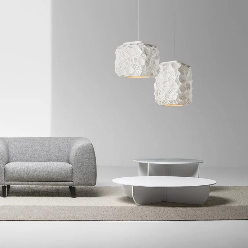 Pendant Light Japanese Wabi-Sabi Geometry Cube, White