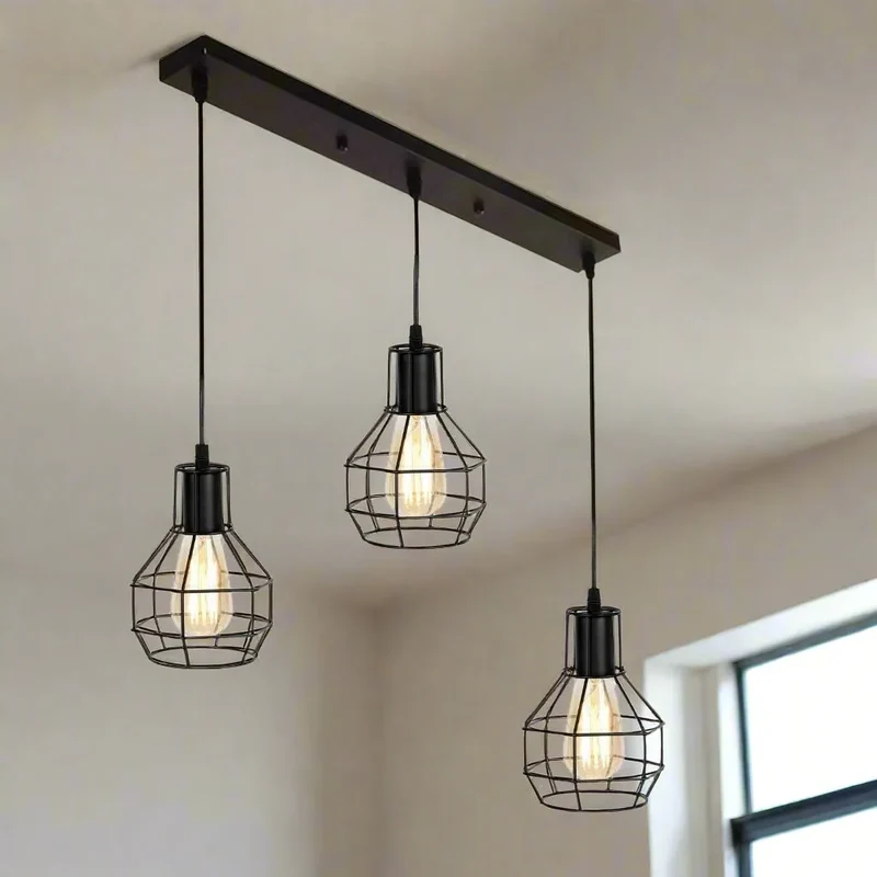 Vintage Industrial Retro 3-fach Decken Pendelleuchte~3463