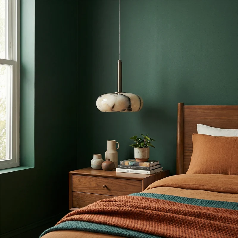 Hängelampe aus schwarzem Naturstein für Schlafzimmer – Célestnoir