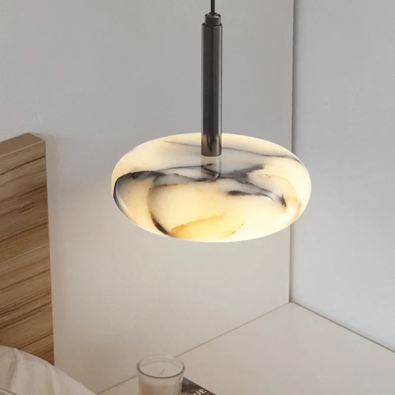 Hängelampe aus schwarzem Naturstein für Schlafzimmer – Célestnoir