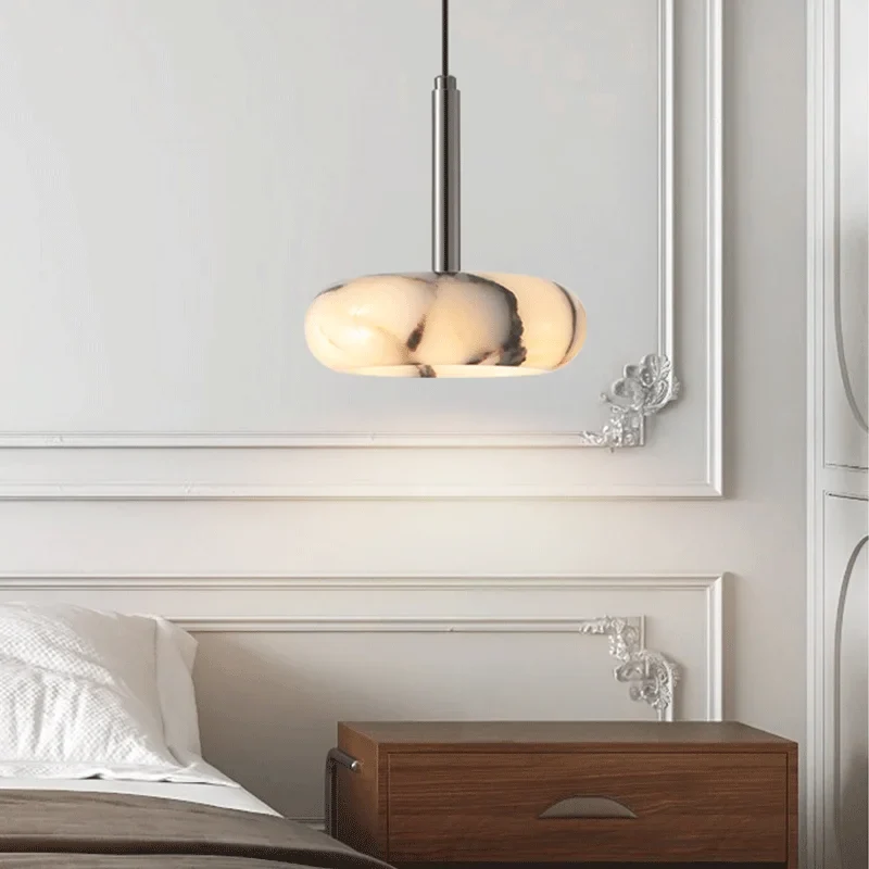 Hängelampe aus schwarzem Naturstein für Schlafzimmer – Célestnoir