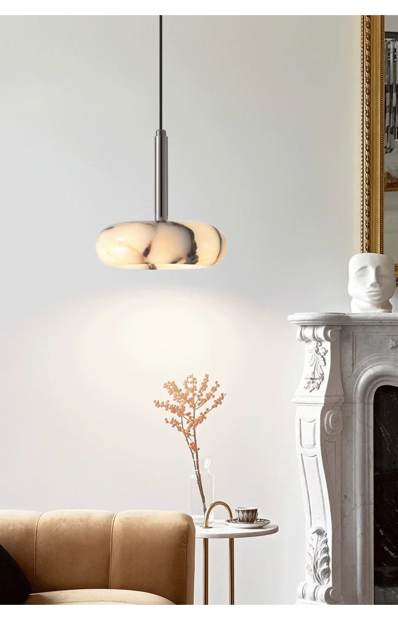 Hängelampe aus schwarzem Naturstein für Schlafzimmer – Célestnoir
