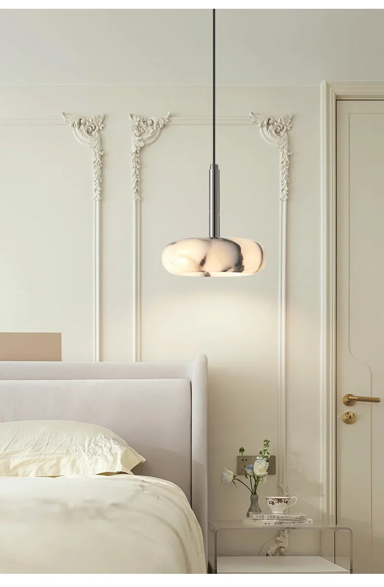 Hängelampe aus schwarzem Naturstein für Schlafzimmer – Célestnoir