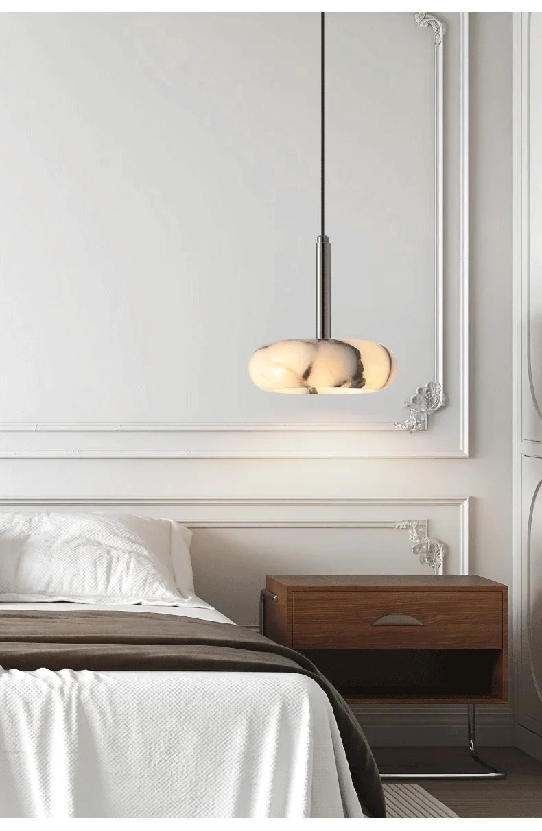 Hängelampe aus schwarzem Naturstein für Schlafzimmer – Célestnoir