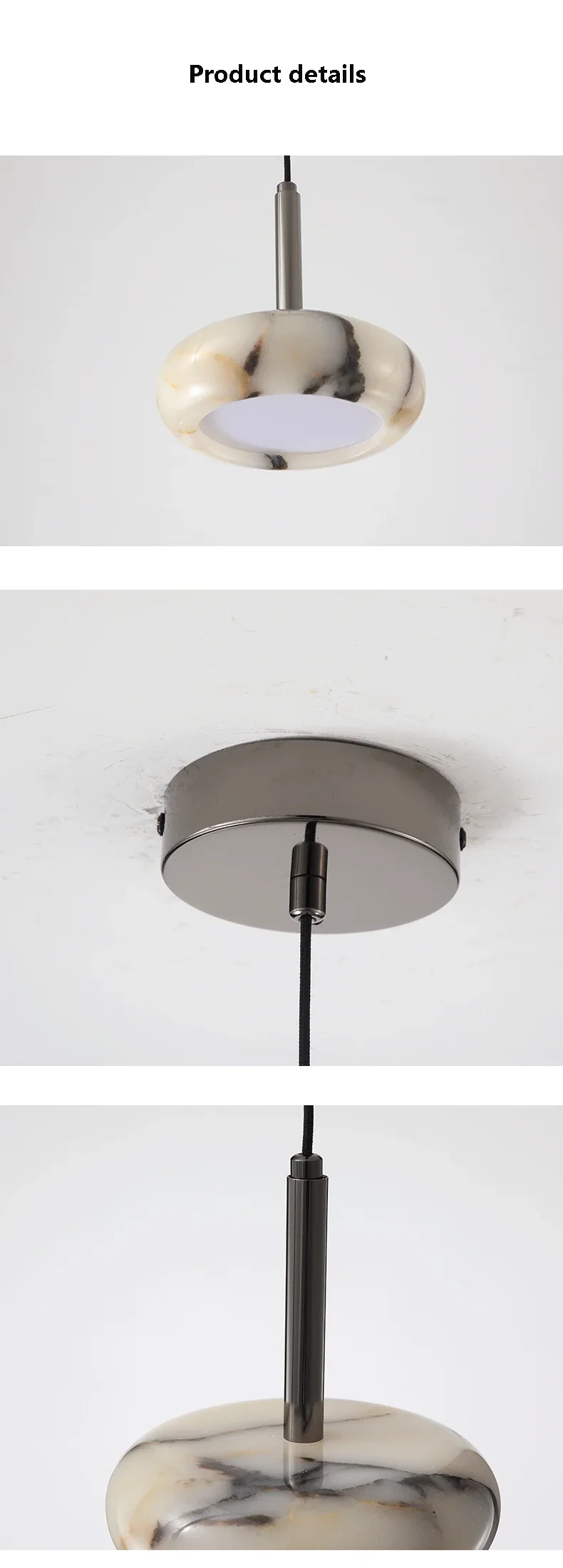 Hängelampe aus schwarzem Naturstein für Schlafzimmer – Célestnoir