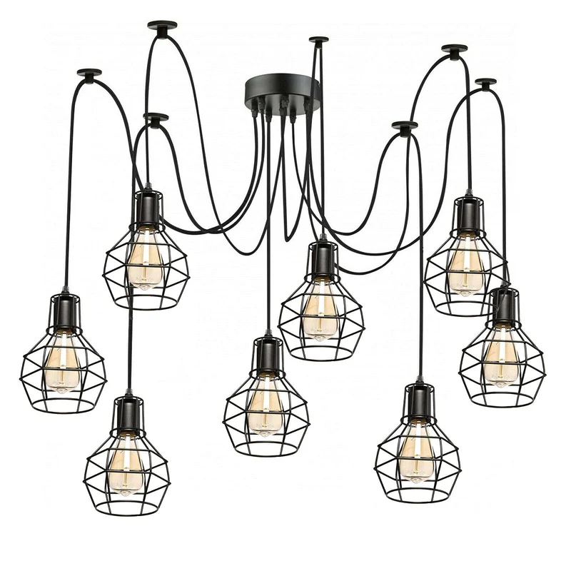 LEDSone Lampada Sospensione Spider 8 Vie Industriale Diamante ~3408