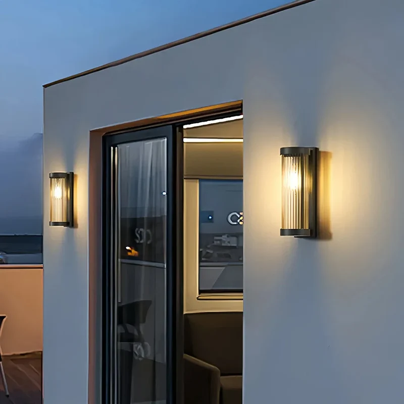 Solar Außenwandleuchte aus Glas für Terrasse und Veranda, IP65