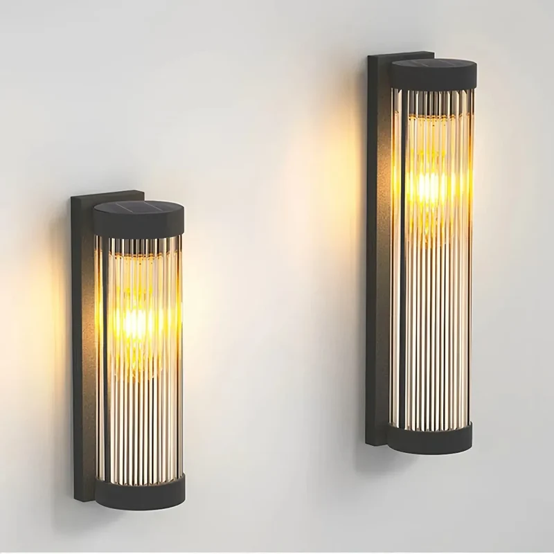 Solar Außenwandleuchte aus Glas für Terrasse und Veranda, IP65