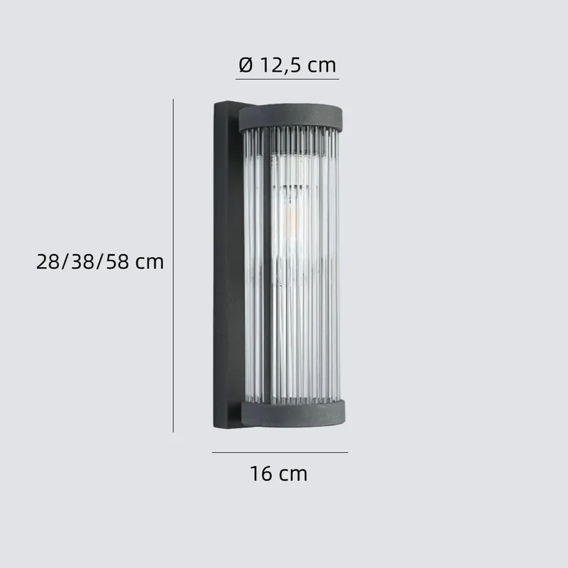 Solar Außenwandleuchte aus Glas für Terrasse und Veranda, IP65