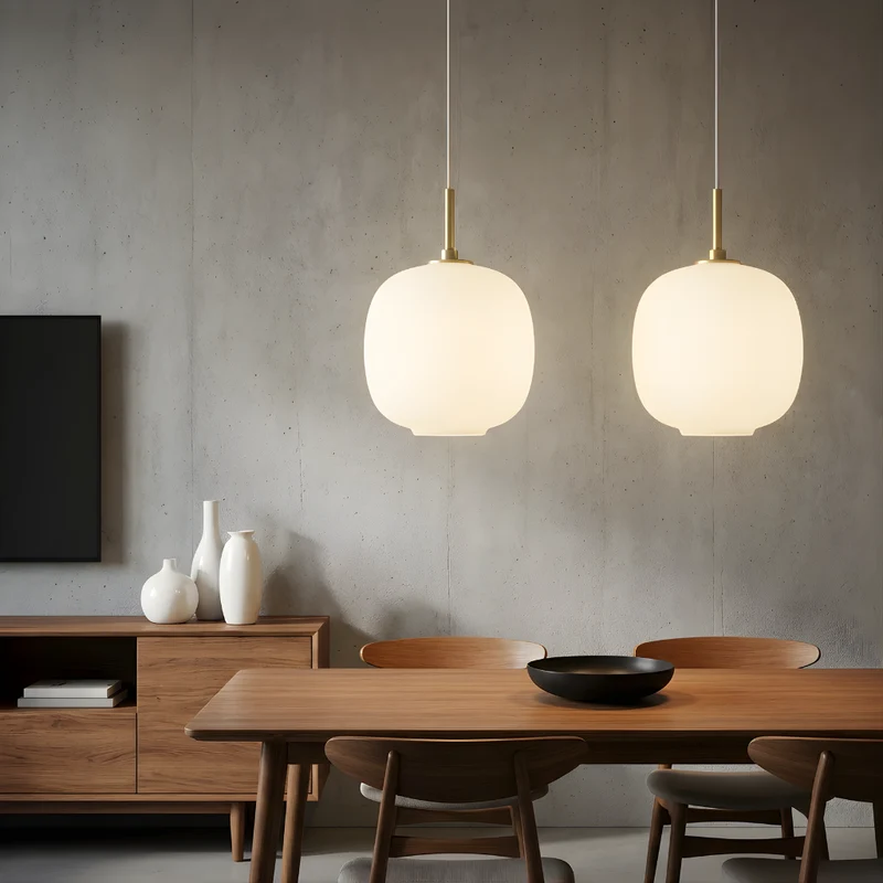 Minimalistische Hängeleuchte aus weißem Glas für die Küche – Solmara