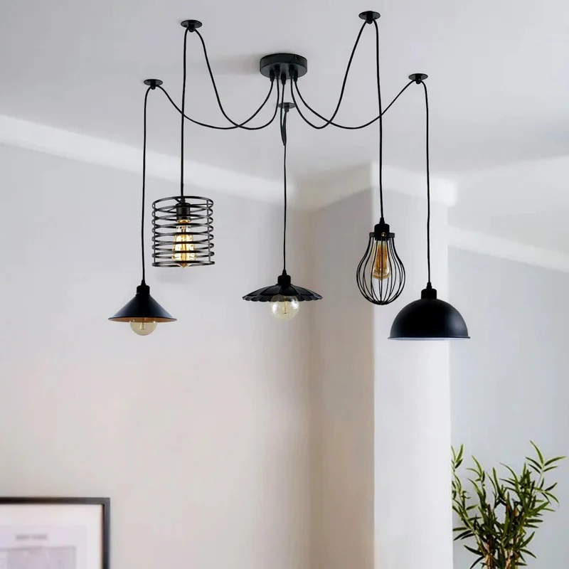 LEDSone Lampada Sospensione Spider 5 Vie Industriale Diamante ~3406