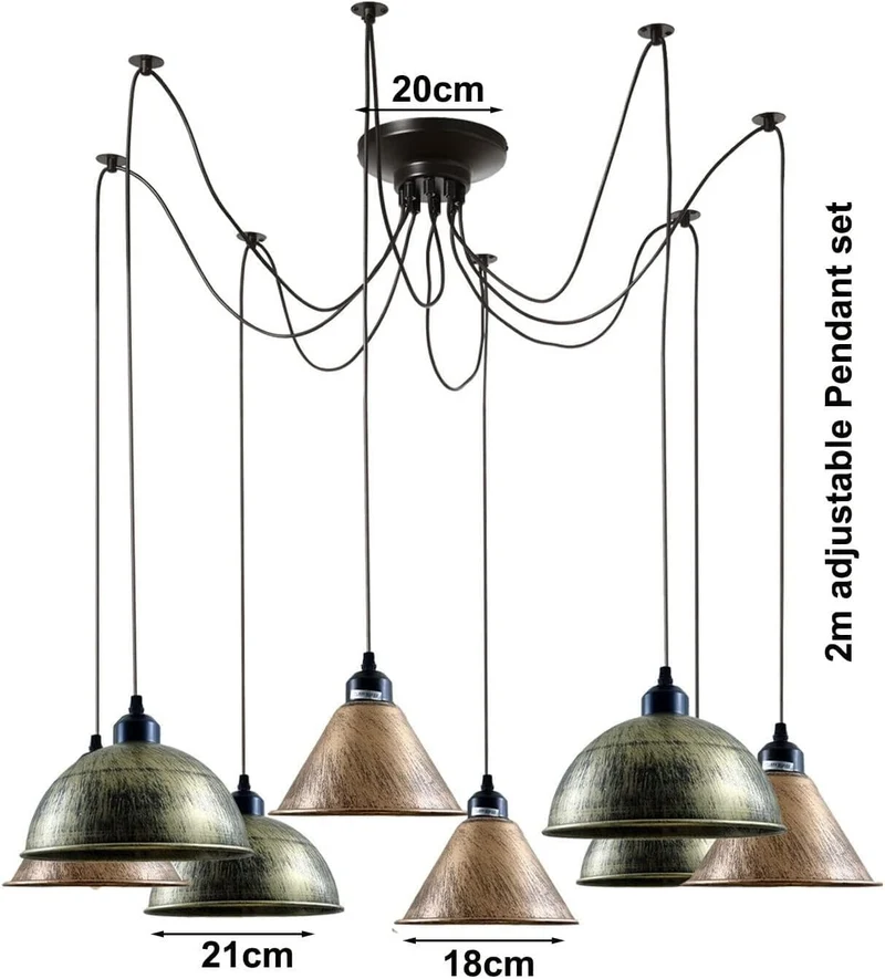LEDSone Lampada Sospensione Spider 5 Vie Industriale Diamante ~3406