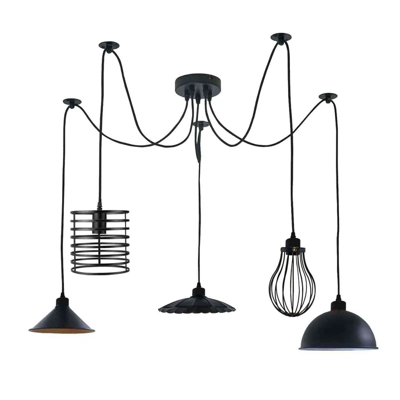 LEDSone Lampada Sospensione Spider 5 Vie Industriale Diamante ~3406