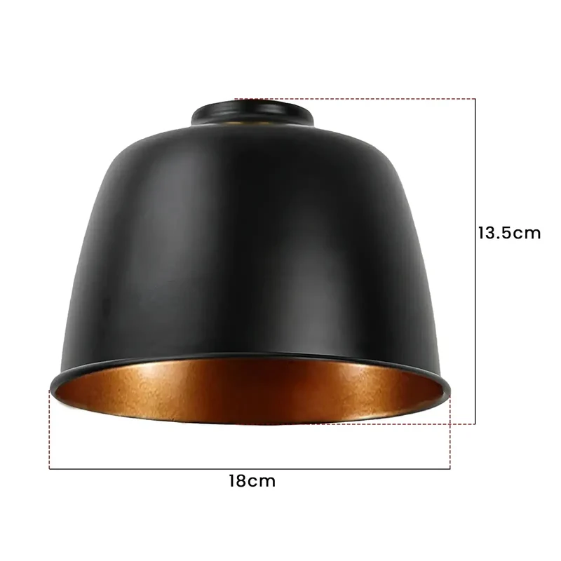 Einfache Montage Industrial Lampenschirm Metall Schwarz Gold ~3437