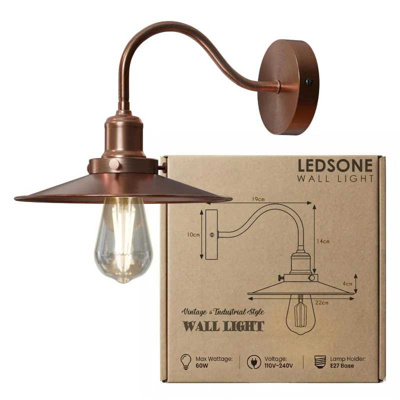 LEDSONE Vintage Wandlampe Ø22cm Metall Industrie ~ 3435