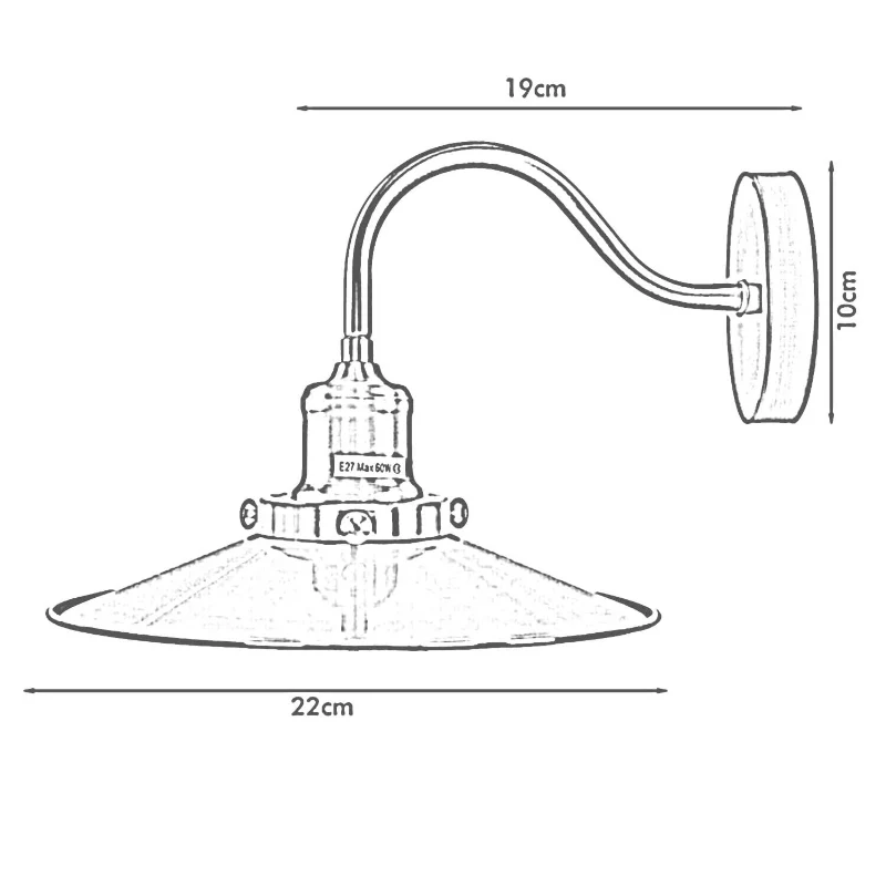 LEDSONE Vintage Wandlampe Ø22cm Metall Industrie ~ 3435