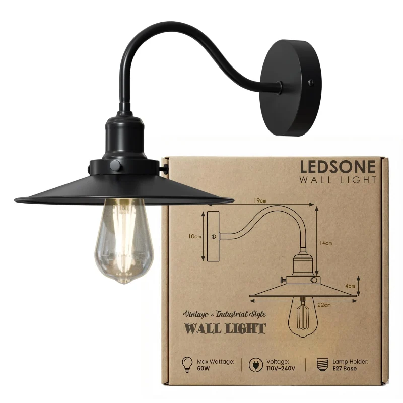LEDSONE Vintage Wandlampe Ø22cm Metall Industrie ~ 3435