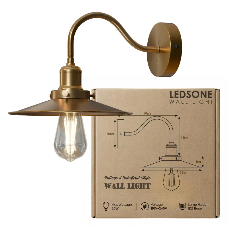 LEDSONE Vintage Wandlampe Ø22cm Metall Industrie ~ 3435
