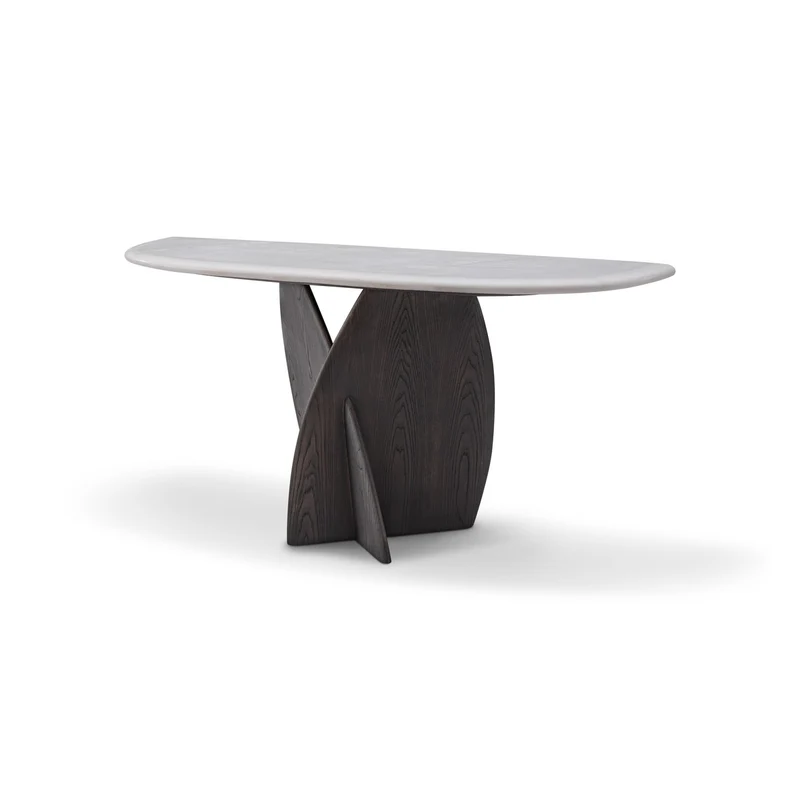 Casa Padrino Luxus Konsolentisch Dunkelgrau / Grau 160 x 42 x H. 76 cm - Konsolentisch mit Travertin - Moderne Flur Möbel - Luxus Qualität