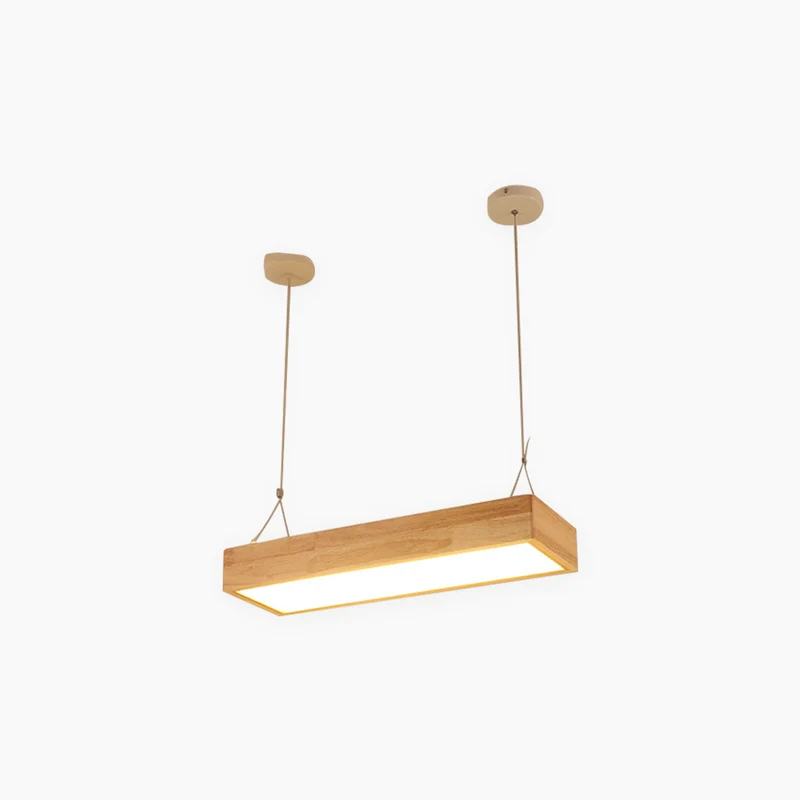 Pendant Light Nordic Rectangle Wood LED Dimmable, Log Color