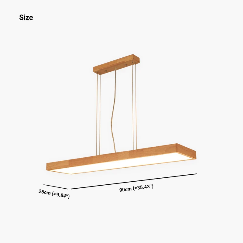 Pendant Light Nordic Rectangle Wood LED Dimmable, Log Color
