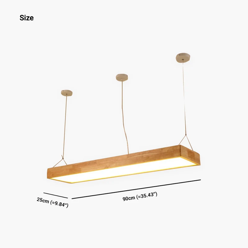 Pendant Light Nordic Rectangle Wood LED Dimmable, Log Color