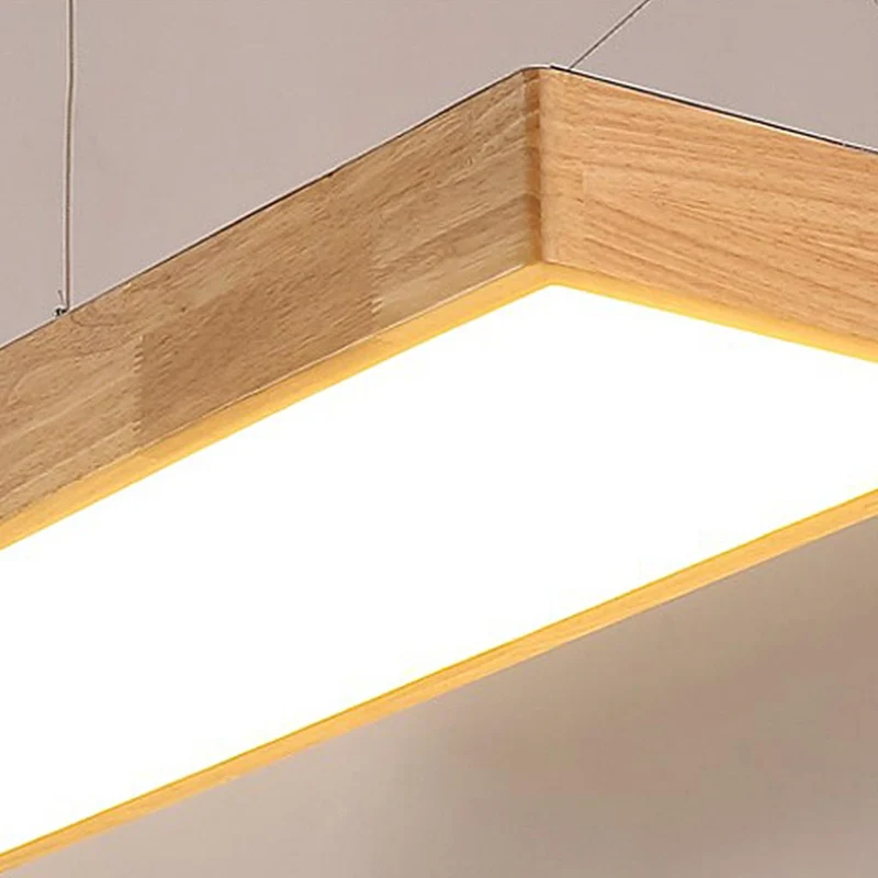 Pendant Light Nordic Rectangle Wood LED Dimmable, Log Color