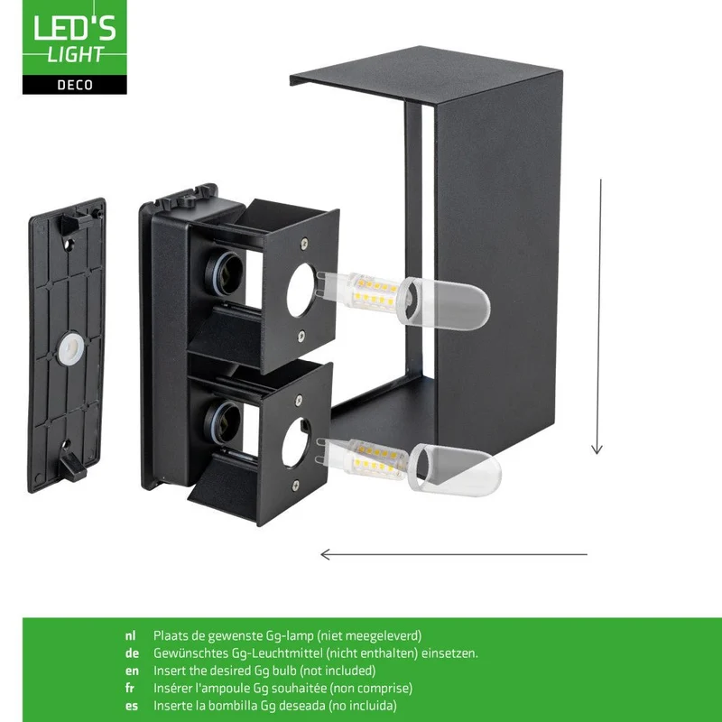 LED Wandleuchte G9 IP65 Schwarz - Lumo