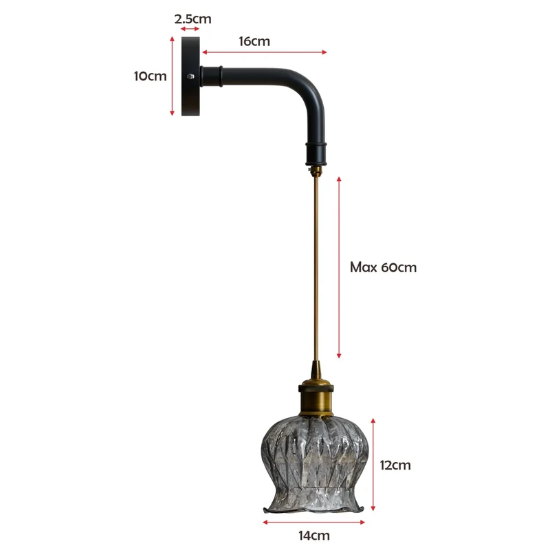 Moderne Wandlampe aus geripptem Glas | E27 Fassung ~3488