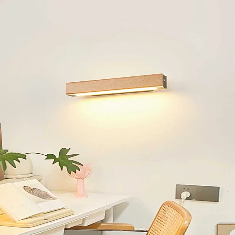 Wall Sconce Modern Rotating Rectangle LED, Wood & Acrylic
