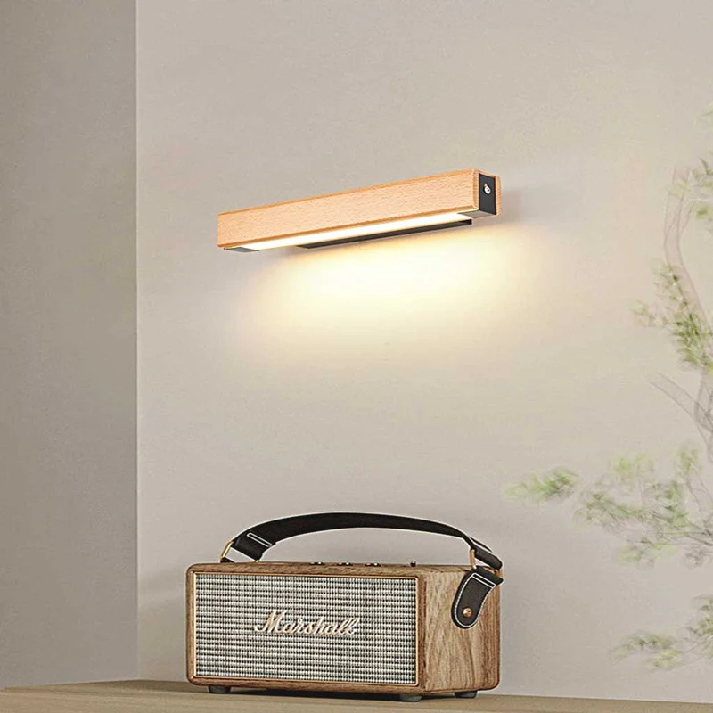 Wall Sconce Modern Rotating Rectangle LED, Wood & Acrylic