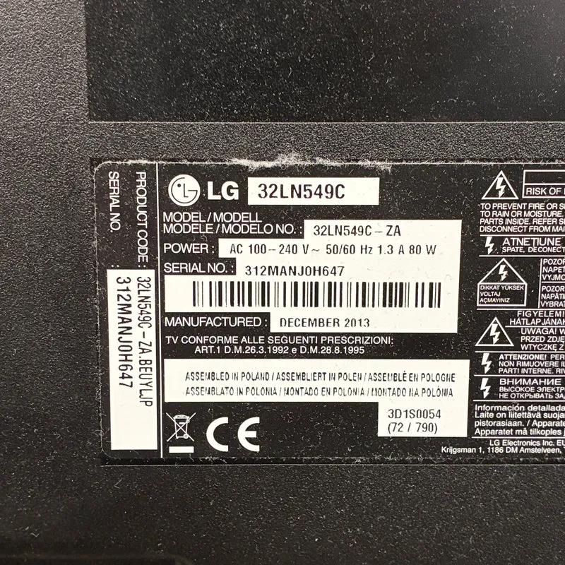 LG 32LN549C 32 Zoll Fernseher Schwarz LCD TV Monitor Wandmontage Gebraucht