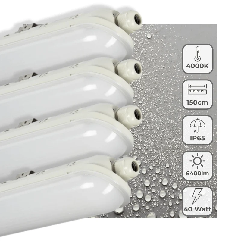 4er-PACK – LED's Light Pro Premium Koppelbare LED TL Leuchte 40 W 150 cm 6400 lm 4000 K 160 lm/W