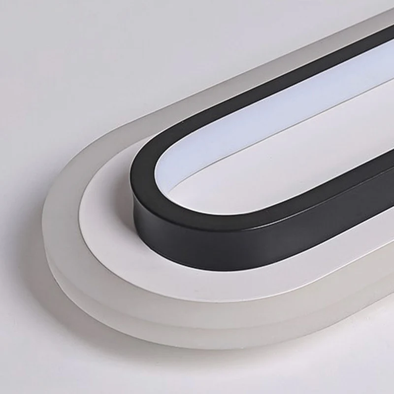 Flush Mount Ceiling Light Chic Oval Linear LED, Black / White