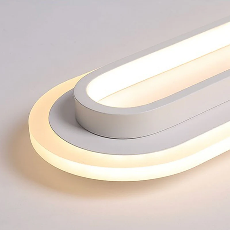 Flush Mount Ceiling Light Chic Oval Linear LED, Black / White