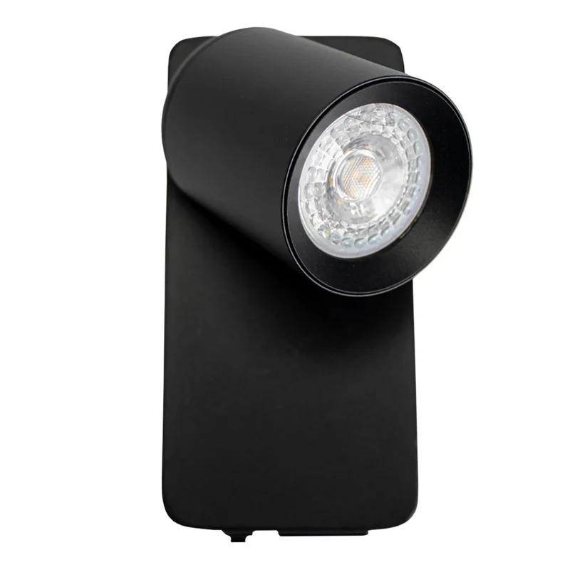 Nachttischlampe - Wandlampe | Schwarz | GU10-Fassung | USB- und USB-C-Anschluss | KUNA