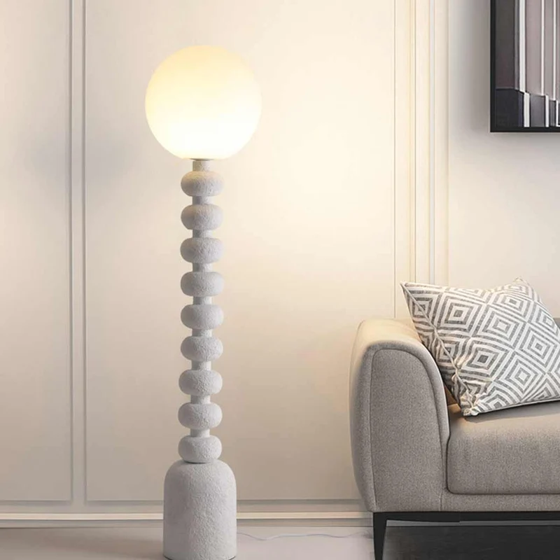 Floor Lamp Ambient Wabi-Sabi Resin Column, off White/Black