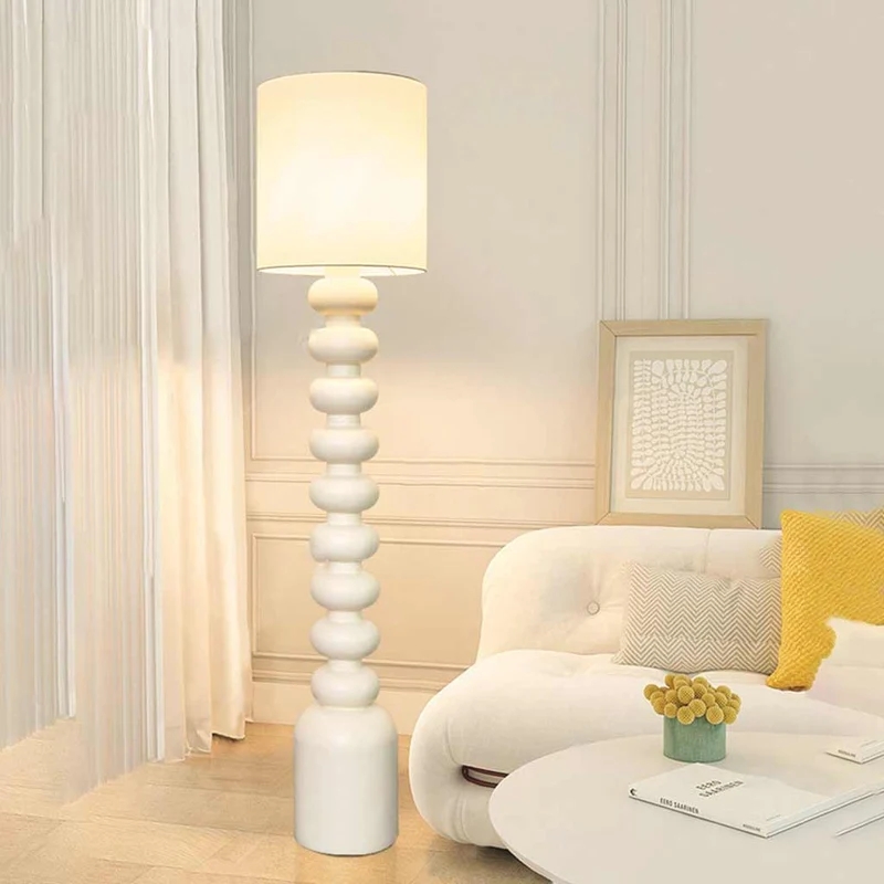 Floor Lamp Ambient Wabi-Sabi Resin Column, off White/Black