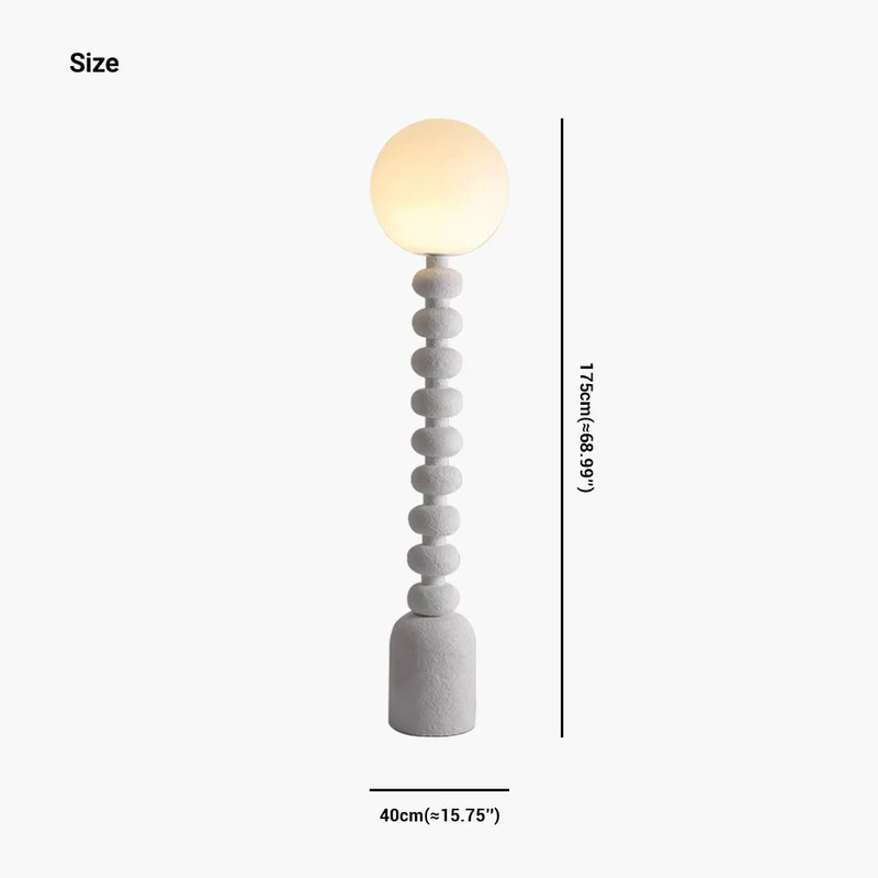 Floor Lamp Ambient Wabi-Sabi Resin Column, off White/Black