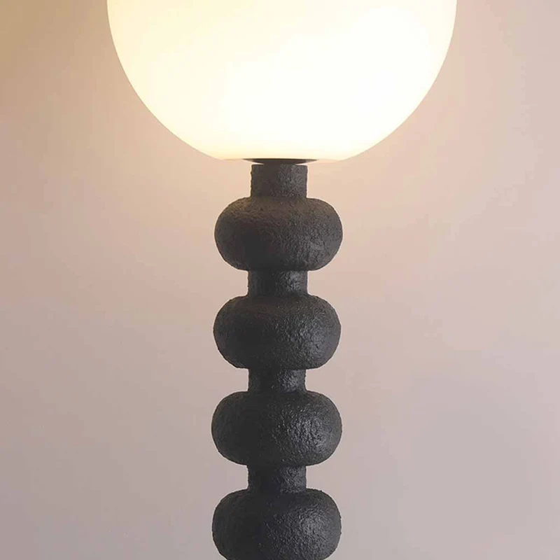 Floor Lamp Ambient Wabi-Sabi Resin Column, off White/Black